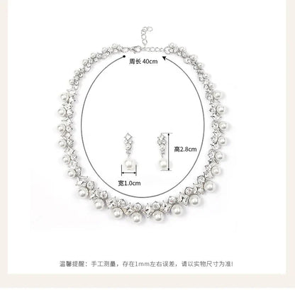 New pearl gemstone jewellery woman necklace set for women jewelry sets light luxury Women's earrings lock bone chain alloy
