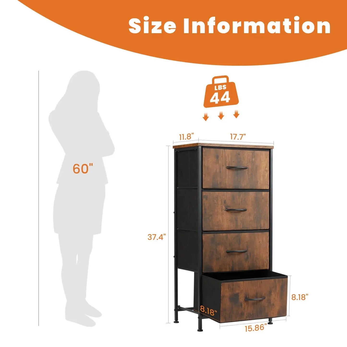 Dresser for Bedroom Storage Drawers, Fabric Storage Tower with 2/4/5/6/7/8/9/10 Drawers Sturdy Metal Frame