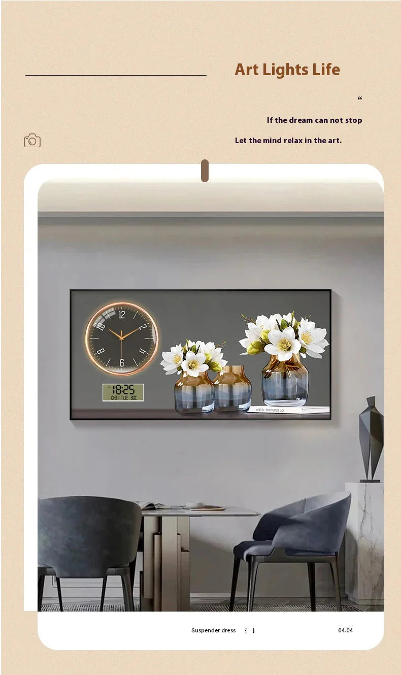 Large Size Aluminum alloy framed Artwork Wall Clock, Luxurious Muted Quartz Clock for Home Decor,living Room,bed Room Décor
