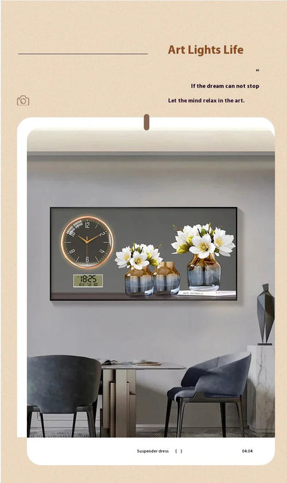 Large Size Aluminum alloy framed Artwork Wall Clock, Luxurious Muted Quartz Clock for Home Decor,living Room,bed Room Décor