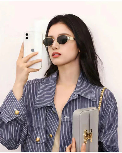 New Sunglasses For Women And Men Sun Glasses Alloy Oval Eyewear