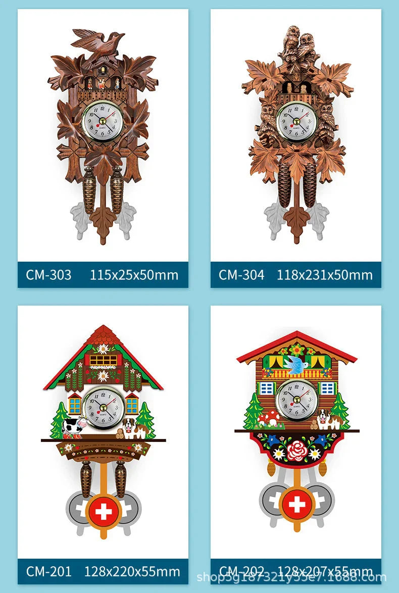 Wooden Hanging Wall Clock Bird Alarm Clock Cuckoo Clocks For Home Decoration Quartz Watch Decorative Home Decor