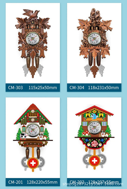 Wooden Hanging Wall Clock Bird Alarm Clock Cuckoo Clocks For Home Decoration Quartz Watch Decorative Home Decor