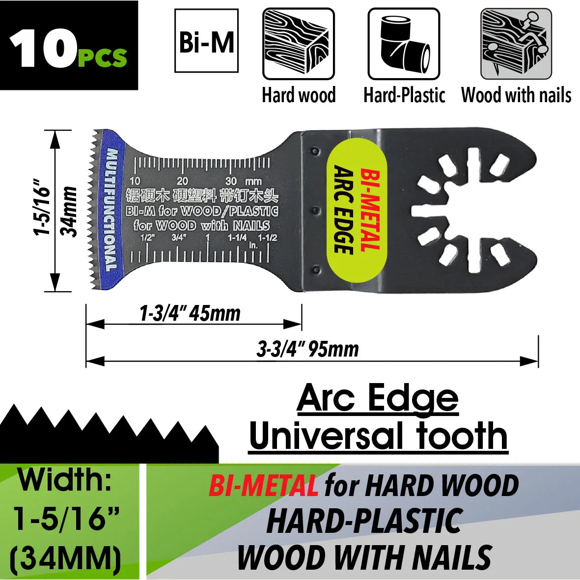 Oscillating Saw Blades Kit，Multitool Blades - Compatible with Milwaukee Dewalt  Worx Skil AEG Ryobi