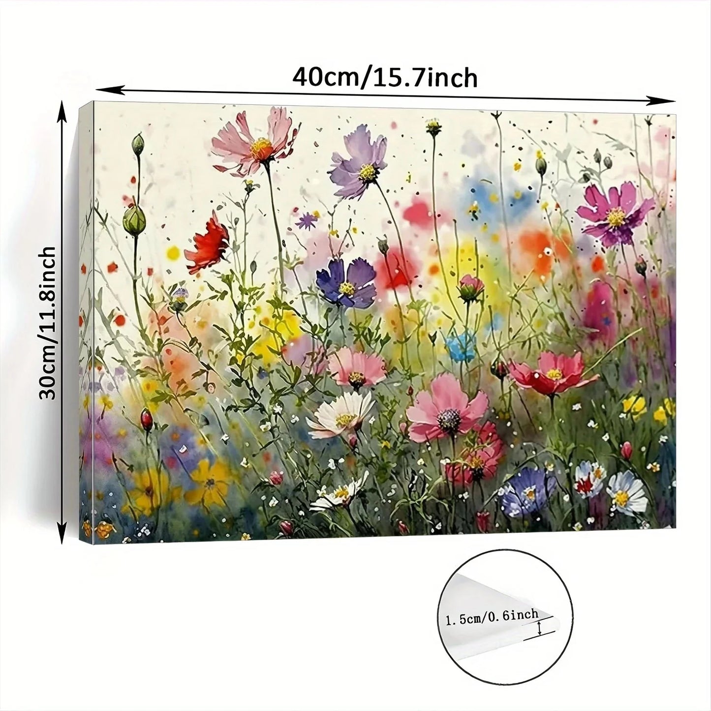 Vibrant Floral Canvas Wall Art - 11.8x15.7in Framed Decor for Home & Office, Perfect Gift for Any Room