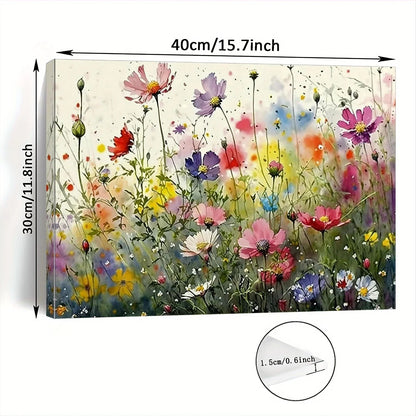 Vibrant Floral Canvas Wall Art - 11.8x15.7in Framed Decor for Home & Office, Perfect Gift for Any Room