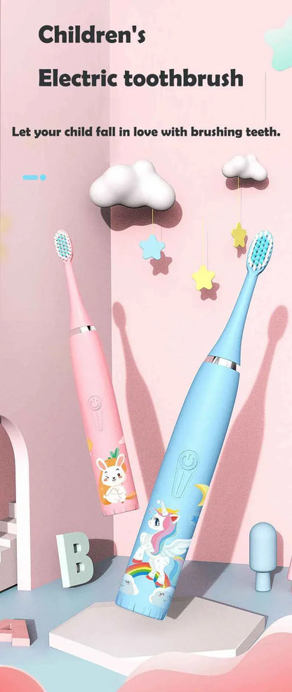 Sonic Electric Toothbrush for Children Kids cleaning teeth whitening Rechargeable water proof Replace The Tooth Brush Head