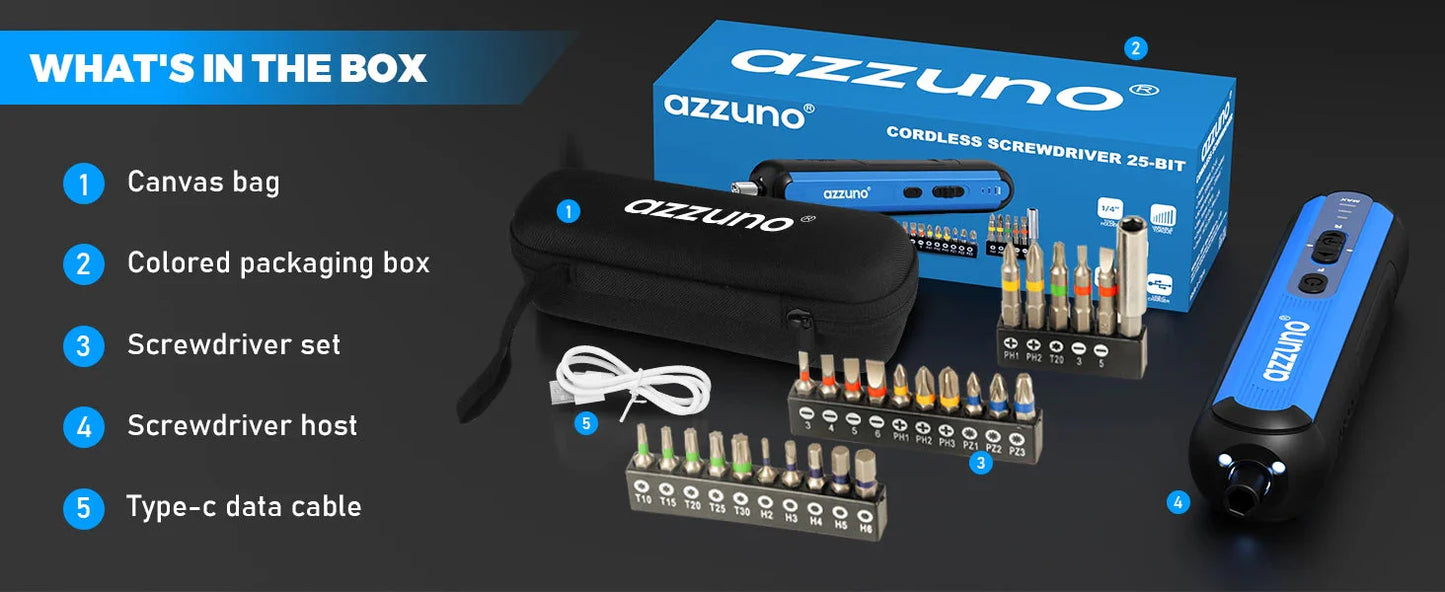 Cordless Electric Screwdriver Rechargeable 1500mAh Lithium Battery Mini Drill 4V Power Tools Set 25pcs Bits Maintenance Repair