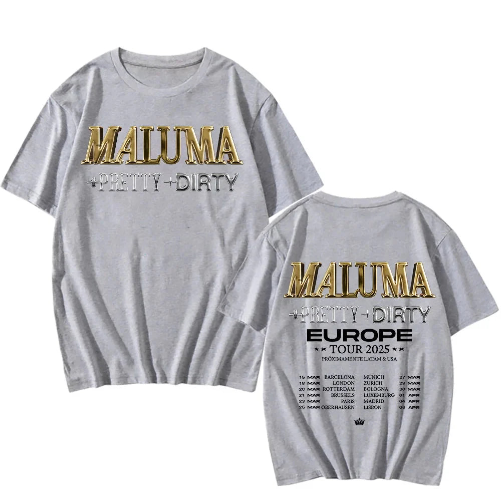 Rapper Maluma T-shirts Maluma +pretty+dirty Europet Tour 2025 Tshirt Men Women Cotton Tees Y2k Unisex Retro Harajuku Top Clothes