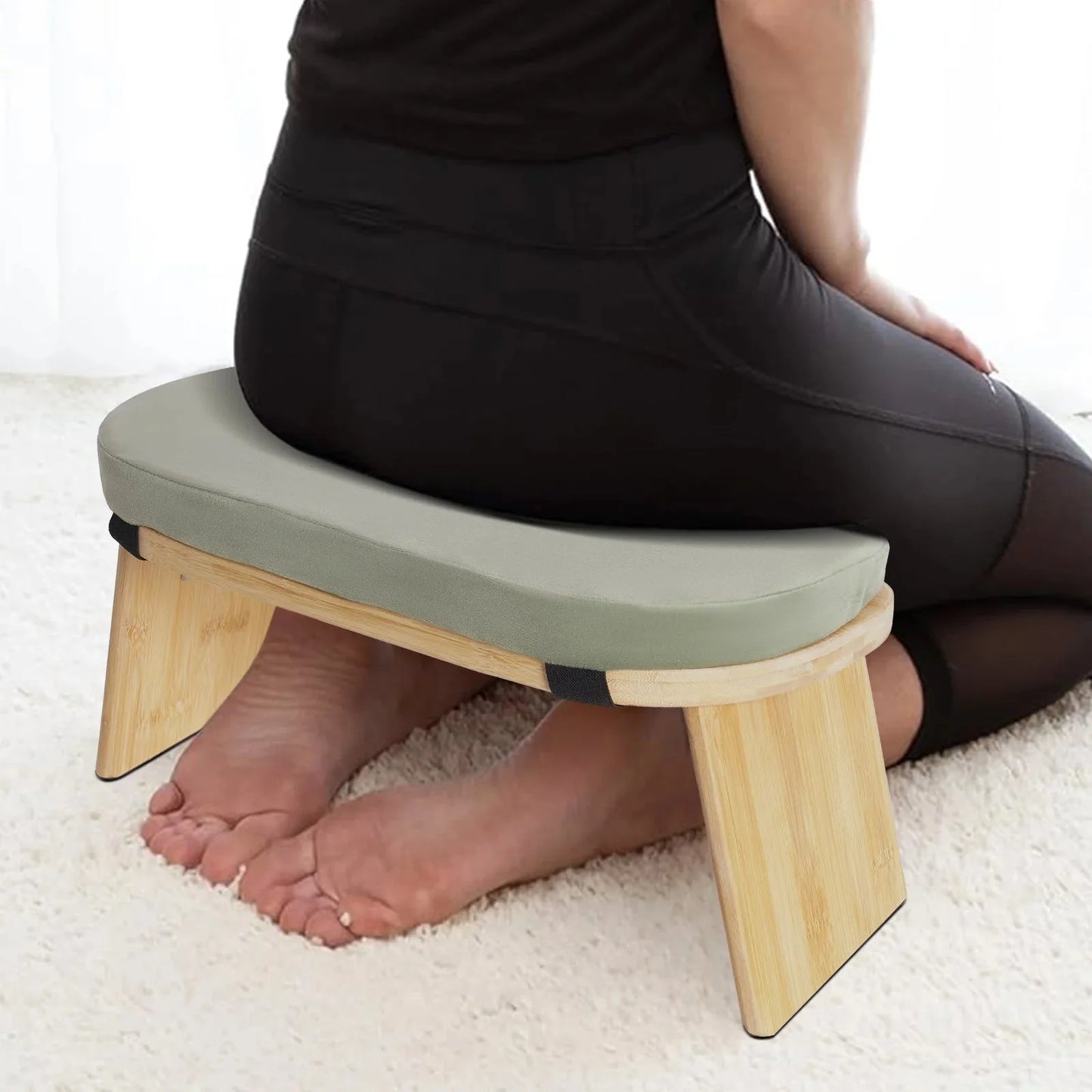 Portable Meditation Stool，Folding Kneeling Stool，Comfortable Sponge Cushion，for Yoga Bench, Prayer Bench, Floor Seat