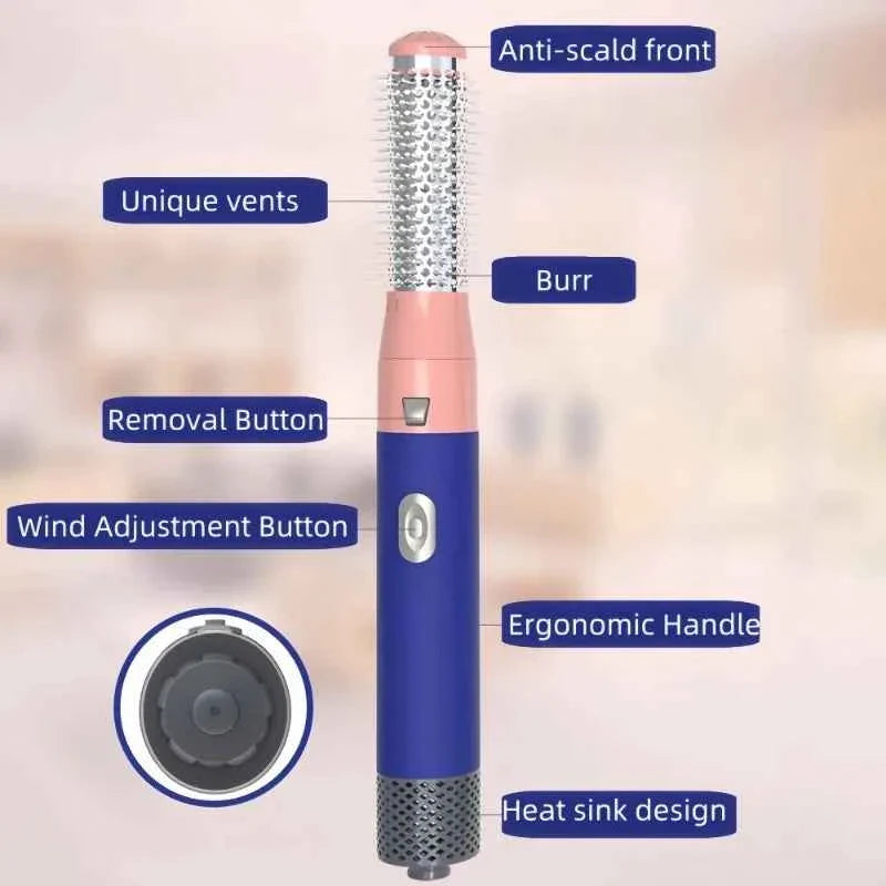 5-in-1 Negative Ion Automatic Curling Iron Multifunction Convenient Hair Dryer Volume Straight Hot Air Comb Curly Girl Method