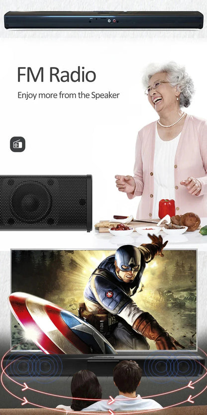 40W Soundbar TV Portable Bluetooth-compatible Speaker Sound bar Wireless Column Home Theater Sound System RCA AUX For TV PC