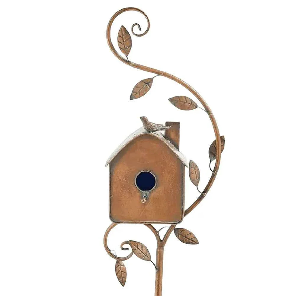 Garden Outdoor Metal Birdhouse Decoration Bird Houses for Outside with Pole Bird House Pole for Garden Yard Decoration