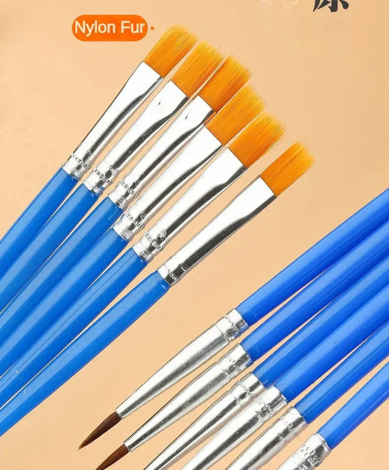 10/20/50Pcs Painting Brushes Set Art Round / Flat Brushs Nylon Hair Paint Brushes Pen for Oil Acrylic Watercolor Art Supplies