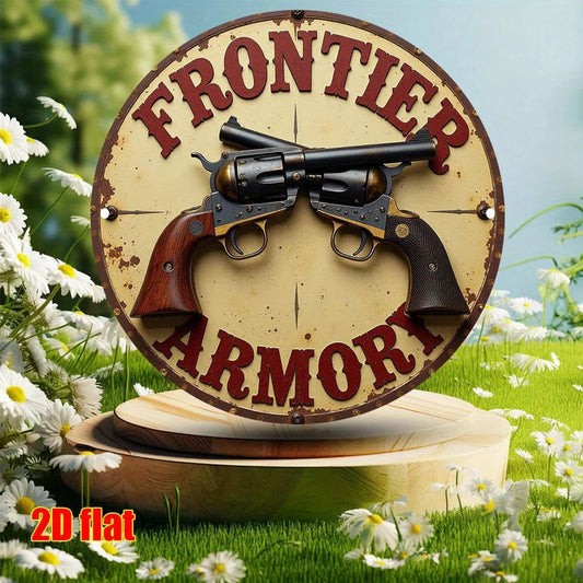 Retro "Art of Weapons & Mechanicals" Round Aluminum Sign – 7.8" Vintage Wall Decor