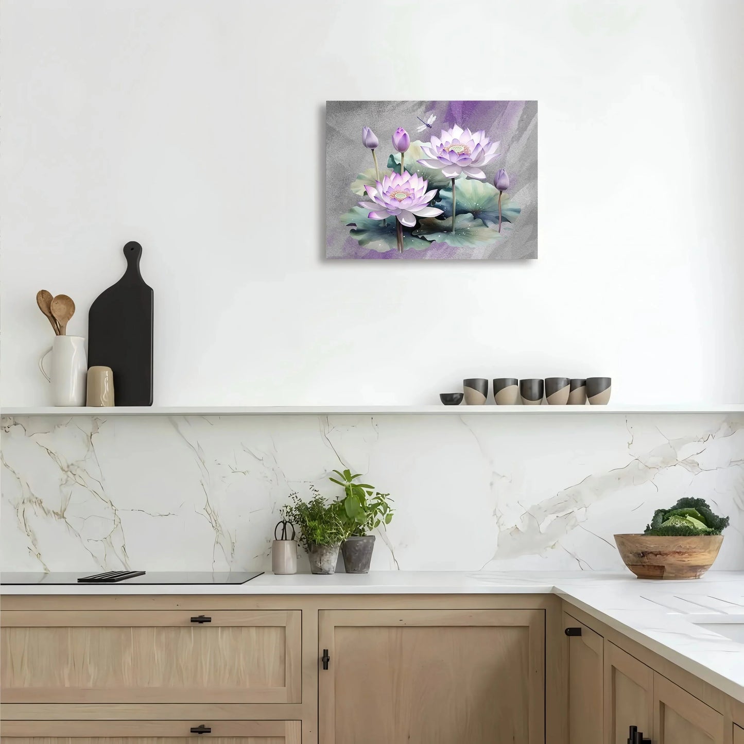 Charming Purple Flower & Green Leaf Canvas Wall Art - Framed Home Decor for Living Room, Bedroom, Kitchen, 11.8x15.7 inches