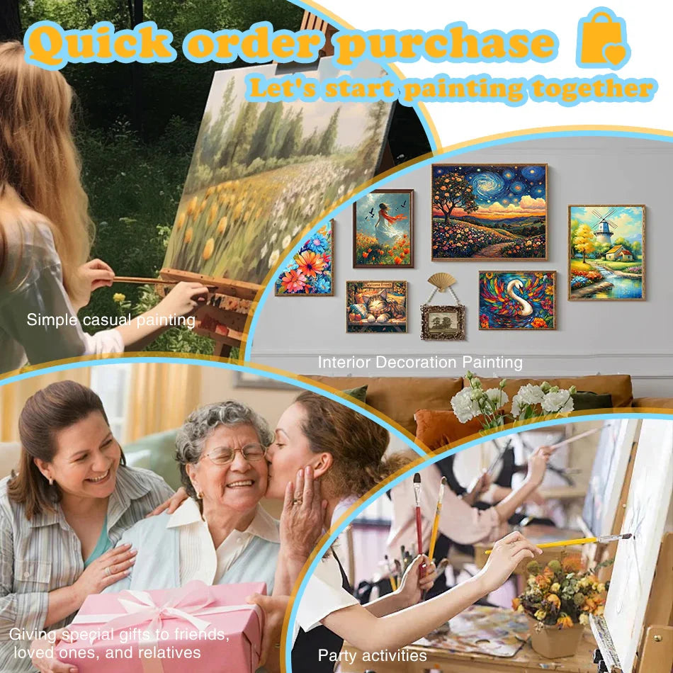 DIY Paint by Numbers Kit for Adults - Natural Scenery & Botanical Canvas Art
