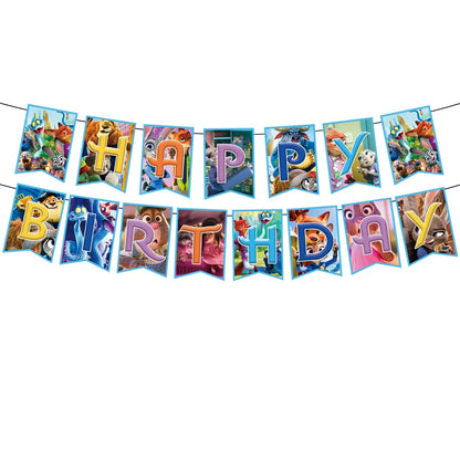 Zootopia Theme Party Supplies Nick Judy Birthday Decoration Balloon Set Tableware Kit Banner Plates Gifts Bags Keychains Sticker