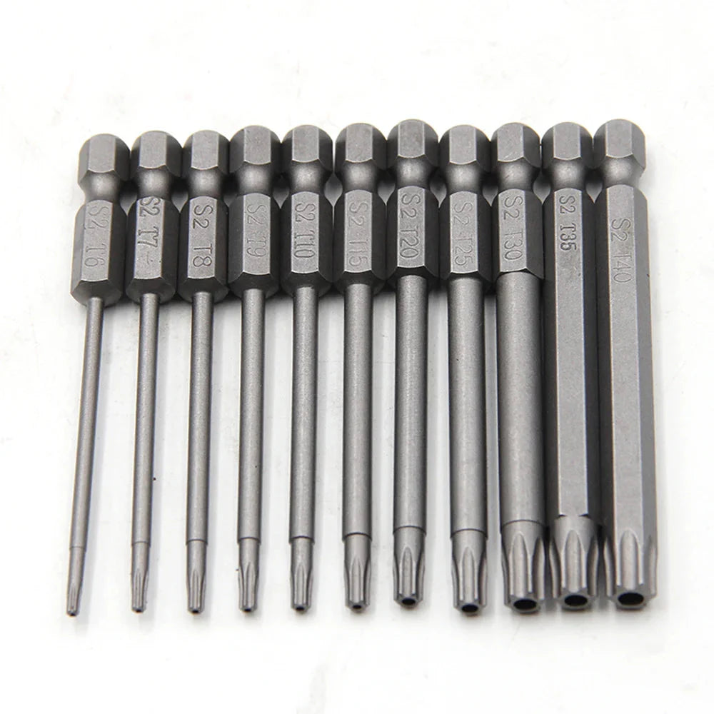 50-75-100mm Hollow Plum Blossom Extended S2 Bit Hexagon Handle Screwdriver Bit Screwdriver Tool Set