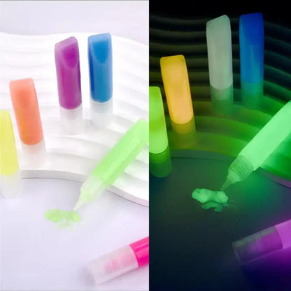 6ml Water-Based Luminous Paint Long Lasting Fluorescent Pigment Paint Glow In Dark Acrylic  Painting Water Color Artwork Party