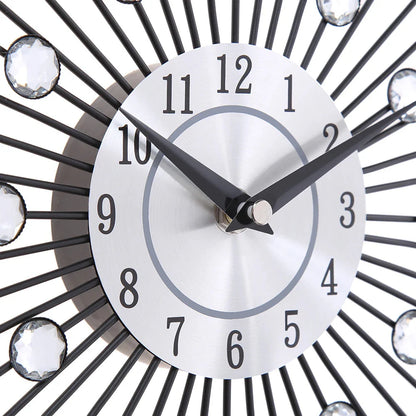 DIY Modern Design Large Wall Clock Quartz Movement Hanging Circle Decor Battery Powered Jeweled Artistic Clock for Living Room