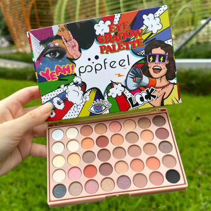 POPFEEL 40-Color Earth Tone & Pink Eyeshadow Palette – Versatile Shimmer, Matte, and Highlight Shades for Effortless Blending。