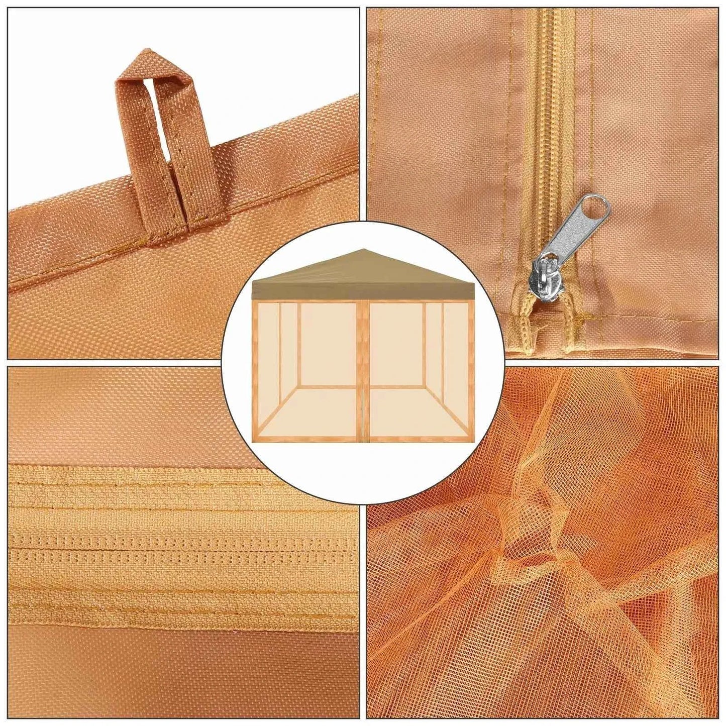 Gazebo Universal Replacement Mosquito Netting Outdoor Gazebo Canopy 4-Panel Screen Walls with Zipper (Mosquito Net Only)