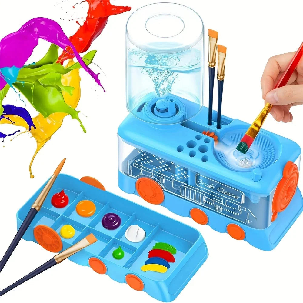 5-in-1 Art Supplies Kit with Water Wheel, Brush Holder & Palette - Watercolor & Acrylic Painting Set for Adults & Students