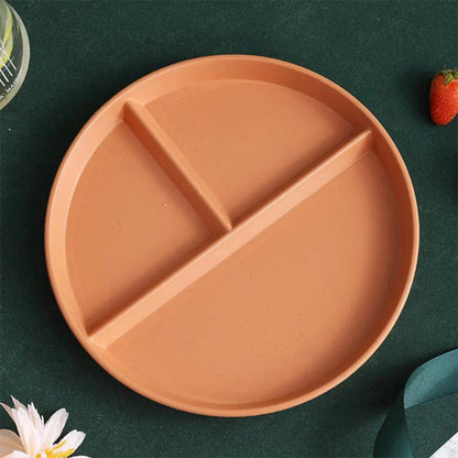 23cm Sub-grid Plate Fat-reducing Sub-plate Children's Tableware Three-grid Rice Plate Separated Dessert Breakfast Plate Kitchen