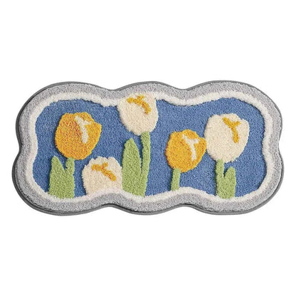 Bathroom Non-slip Mat 3-piece Set Modern Minimalist Flower Absorbent Floor Mat Thickened Bathroom Door Mat High Quality Bath Mat