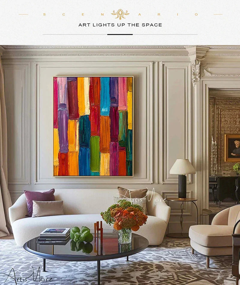 Texture Handmade Painting on Canvas Abstract Colorful Modern Minimalism Wall Art Decor Large