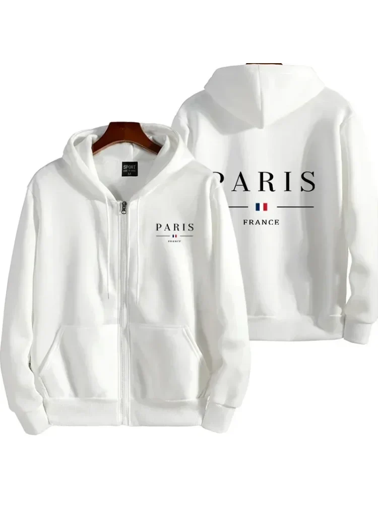 Paris Printing Men's Hoodie Outerwear Hot Sales Loose Zipper Tops Sports jogging Cost Casual Fashion Mens Sweatshirt Clothing