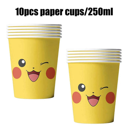 Pokemon Birthday Party Decorations Paper Tableware Plates Napkins Cups Pikachu Birthday Tablecloth Party Supplies Children Gifts