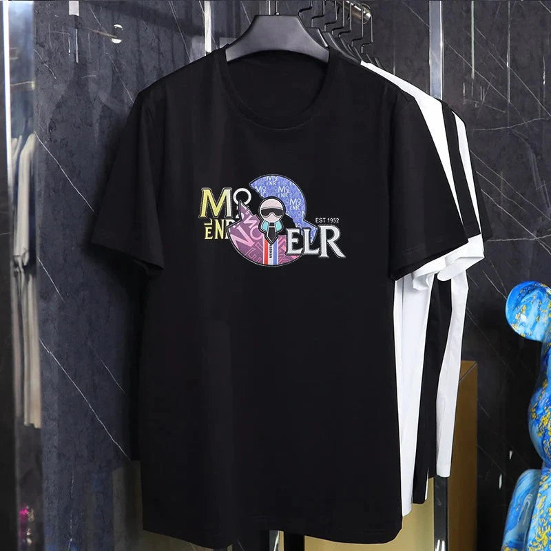 New Couple's Short-sleeved T-shirts for women, Luxurious Printed Men's and Women's T-shirts with Round Necks and Half Sleeves