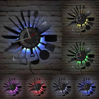 The Kitchen The Heart Of The Home Inspired Vinyl Record Clock Modern Design Vinyl Wall Watch Kitchen Decor Noiseless Timepieces