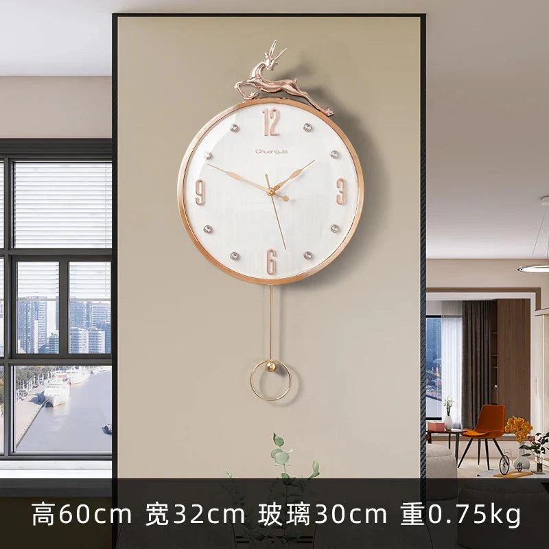 13 Inch Auspicious Deer Wall Clock Nordic Brief Design Living Room Decoration Kitchen Mute Clocks Art Wall Watch Home Decor NEW