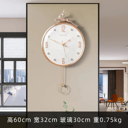 13 Inch Auspicious Deer Wall Clock Nordic Brief Design Living Room Decoration Kitchen Mute Clocks Art Wall Watch Home Decor NEW