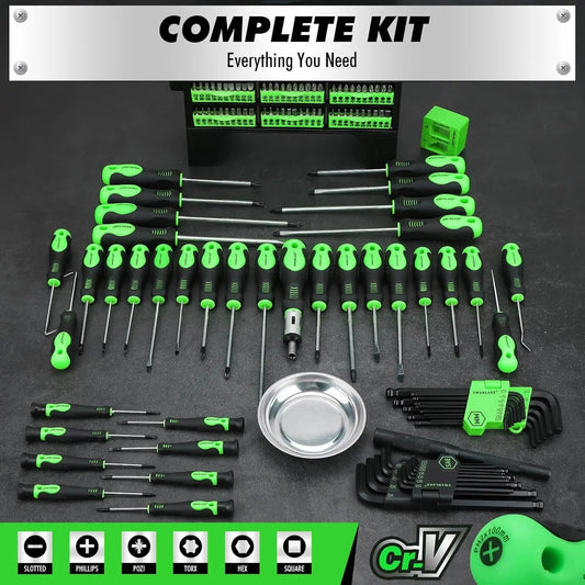 141-Piece Magnetic Screwdriver Set with Torx, Phillips, Hex Keys, Ratchet Handle & Bits for DIY Tools Gift