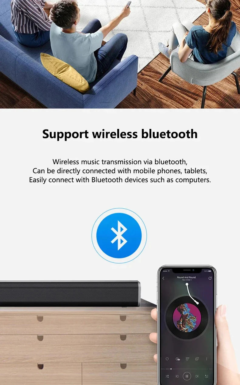 2025 6D surround sound home theater speaker system mobile phone bass wireless Bluetooth speaker long TV soundbar speaker TF/AUX
