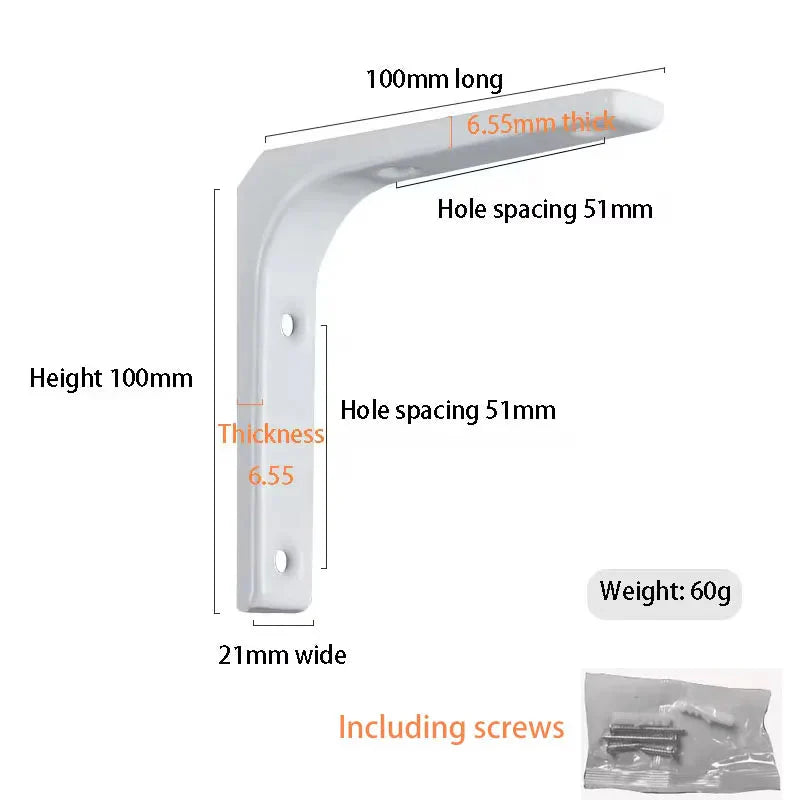 Shelf brackets L-shaped floating wall shelves black and white stainless steel bore stand bracket support hardware home