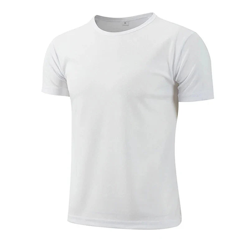 Mens T-shirt Print Casual Exercise Tops Outdoor Jogging Marathon Clothing Summer Quick-Drying Mesh Tees Daily Cycling Sportswear