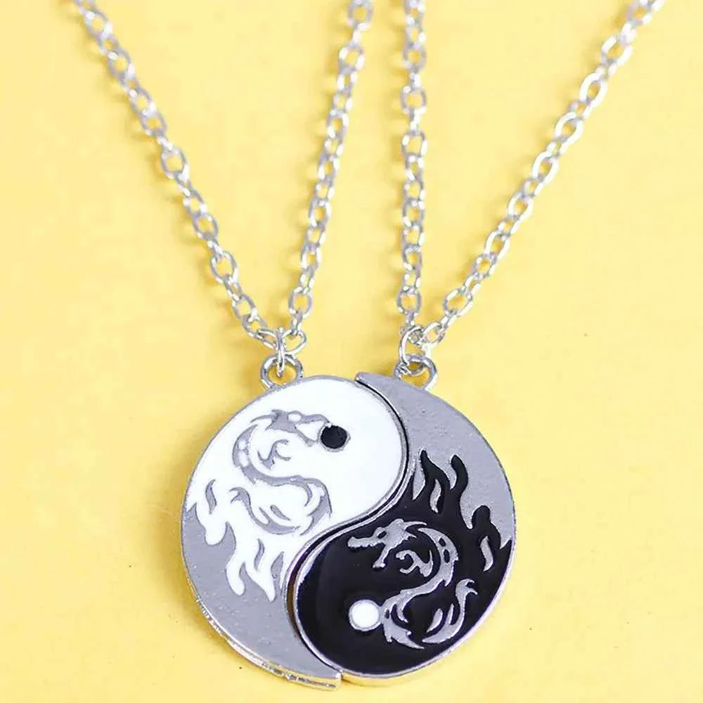 Style For Best Friends Women Fashion Jewelry Lovers Men Couple Necklace Yin Yang Necklace Clavicle chain Gossip Dragon Pendant