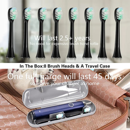 2026 NEW USB Rechargeable Electric Toothbrush Automatic Toothbrush for Adults with 5 Modes and 8 Replacement Brush Heads