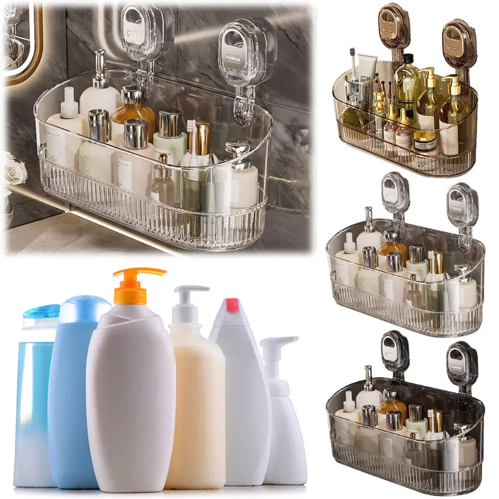 Hanging Shower Shelf Suction Storage Box Large Capacity & Strong Load-Bearing Removable Shower Basket Suction Cup for Bathroom