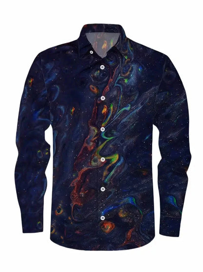 Luxury Floral Leopard Print Button-Down Shirt - Long Sleeve Paisley Business Casual Top