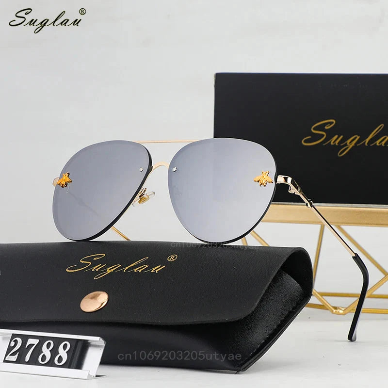 SUGLAU Luxury brand Fashion Rimless Sunglasses Casual Driving Sun Glasses Business shopping Unisex Shades Oculos De Sol UV400