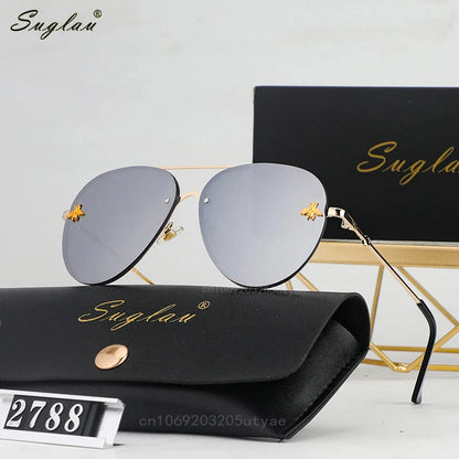 SUGLAU Luxury brand Fashion Rimless Sunglasses Casual Driving Sun Glasses Business shopping Unisex Shades Oculos De Sol UV400
