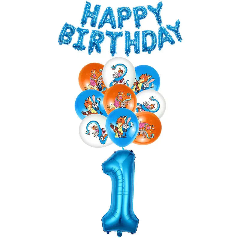 Zootopia Theme Party Supplies Nick Judy Birthday Decoration Balloon Set Tableware Kit Banner Plates Gifts Bags Keychains Sticker