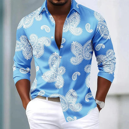 Men's Paisley Floral Print Shirt Fashionable Retro Casual Comfortable Soft Top for Social Party Holiday Clothing