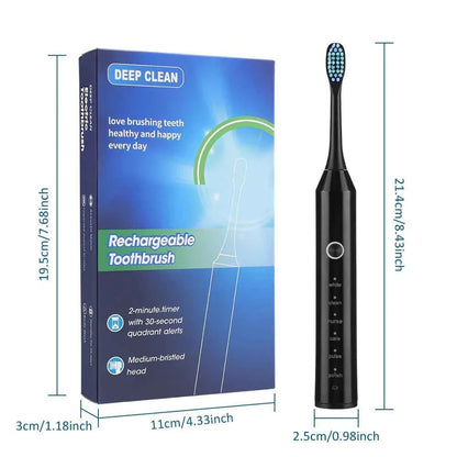 Sonic Electric Adult Toothbrush Rechargeable for Adult Smart Timer Whitening Toothbrush With 4 Replacement Brush Heads 6 Modes